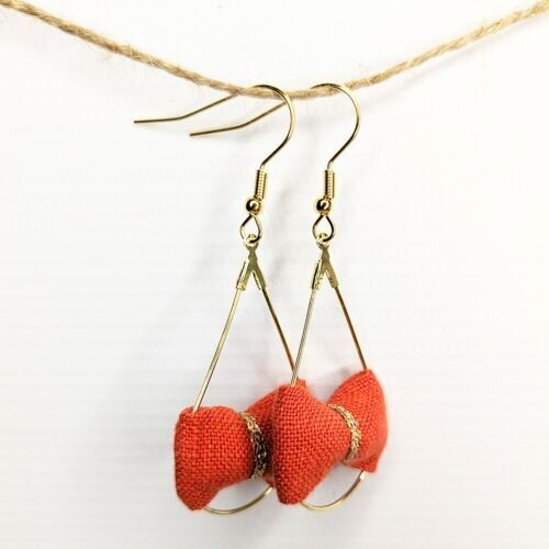 Rusty linen drop earrings