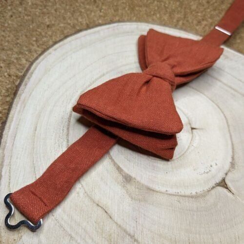 Pajarita de lino para adulto, color terracota
