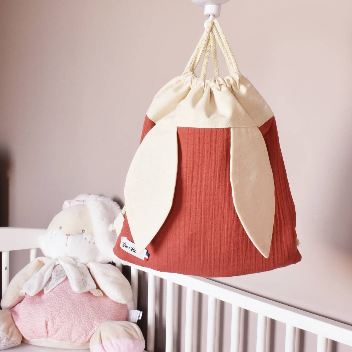 Customizable reversible children's backpack - handmade in France - Oeko-Tex fabric - Terracotta gauze