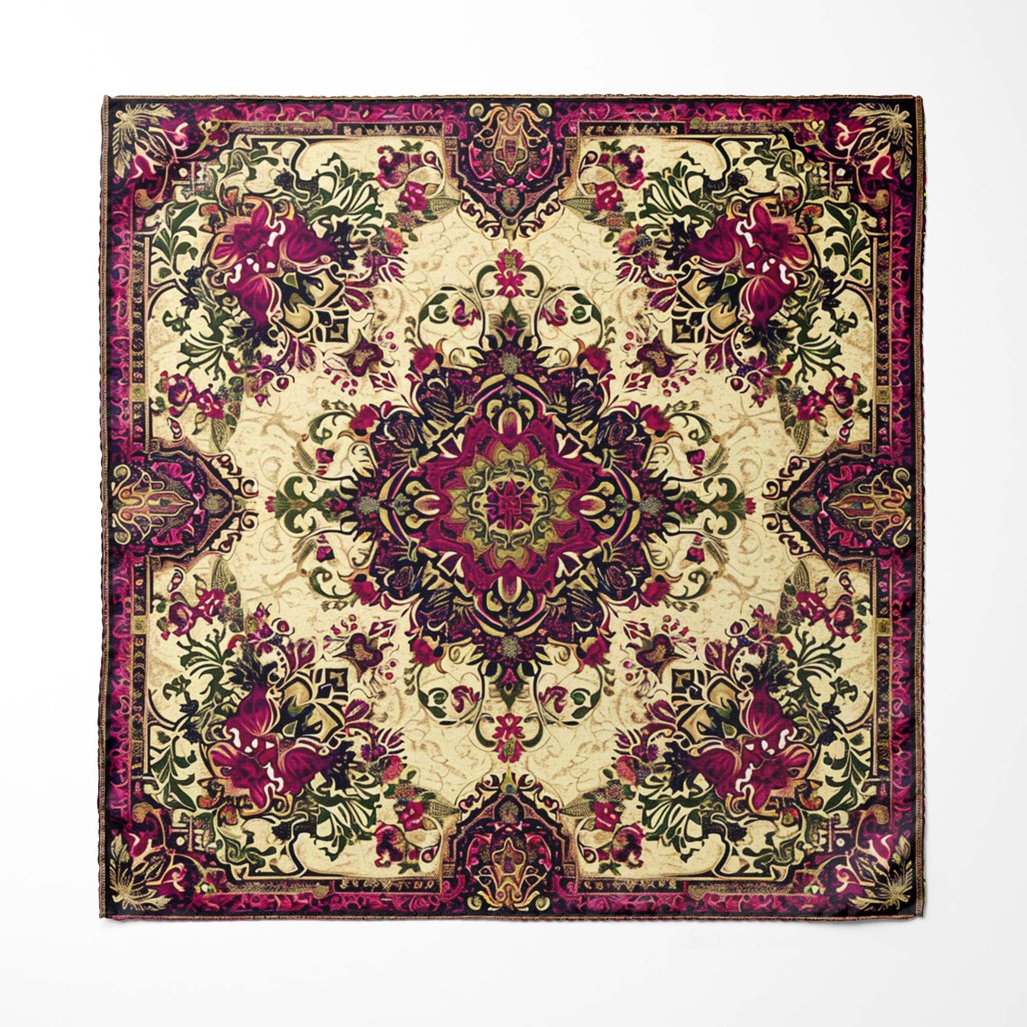 FAZZOLETTO DA TASCHINO IN SETA VINTAGE ASTRATTO ARABESCO