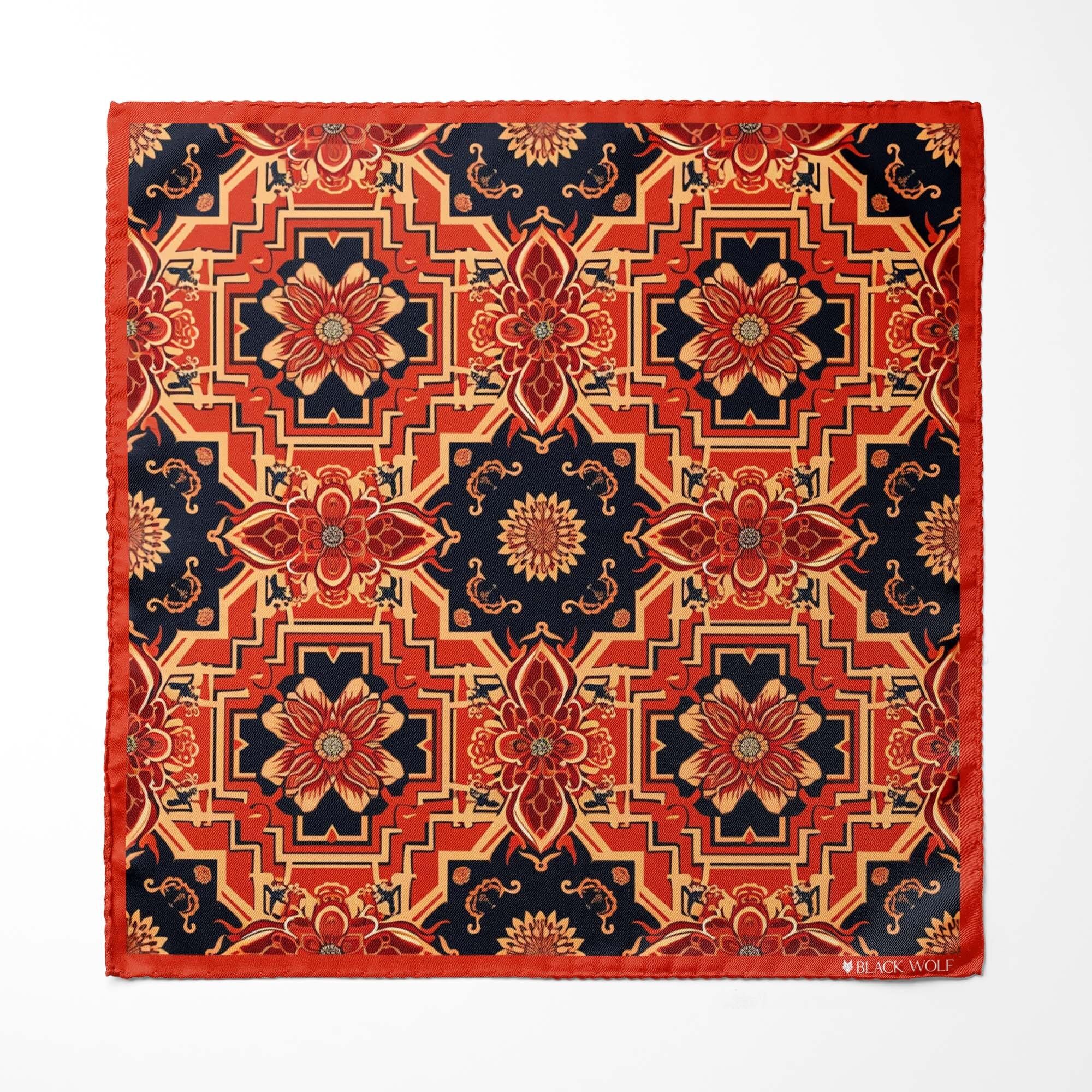 FAZZOLETTO DA TASCHINO IN SETA CON FOGLIA AUTUNNALE