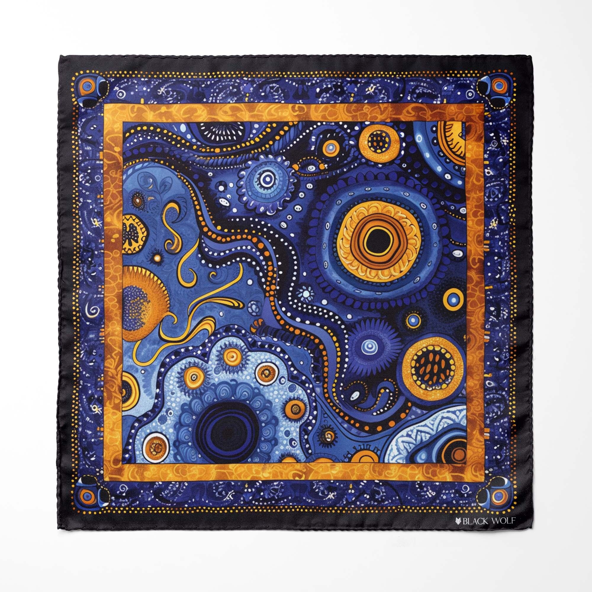 FAZZOLETTO DA TASCHINO IN SETA ASTRATTO DISEGNATO A MANO