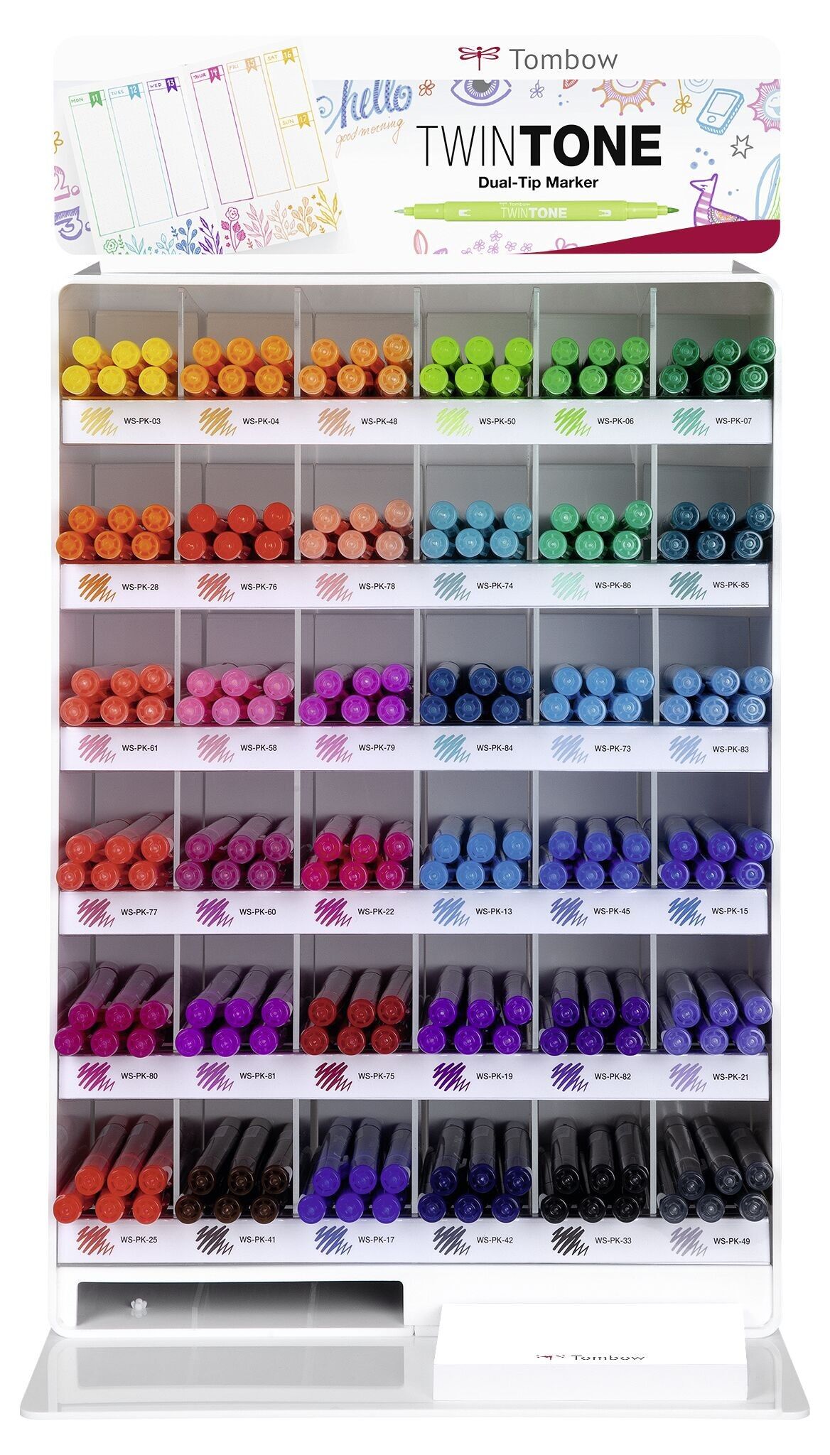 Présentoir de 216 feutres aquarellables à deux pointes TwinTone, 36 cases