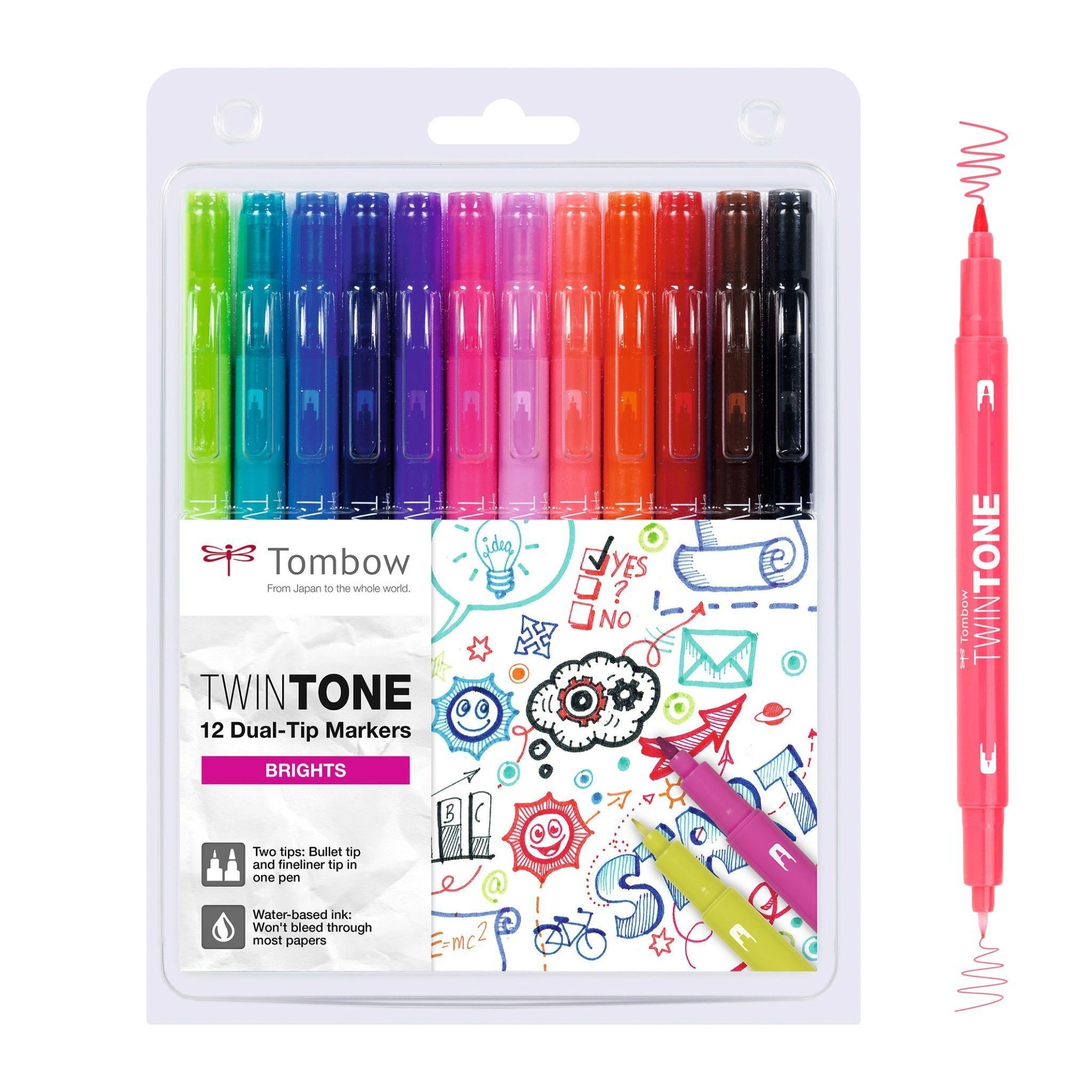Feutre aquarellable à deux pointes TwinTone, set de 12