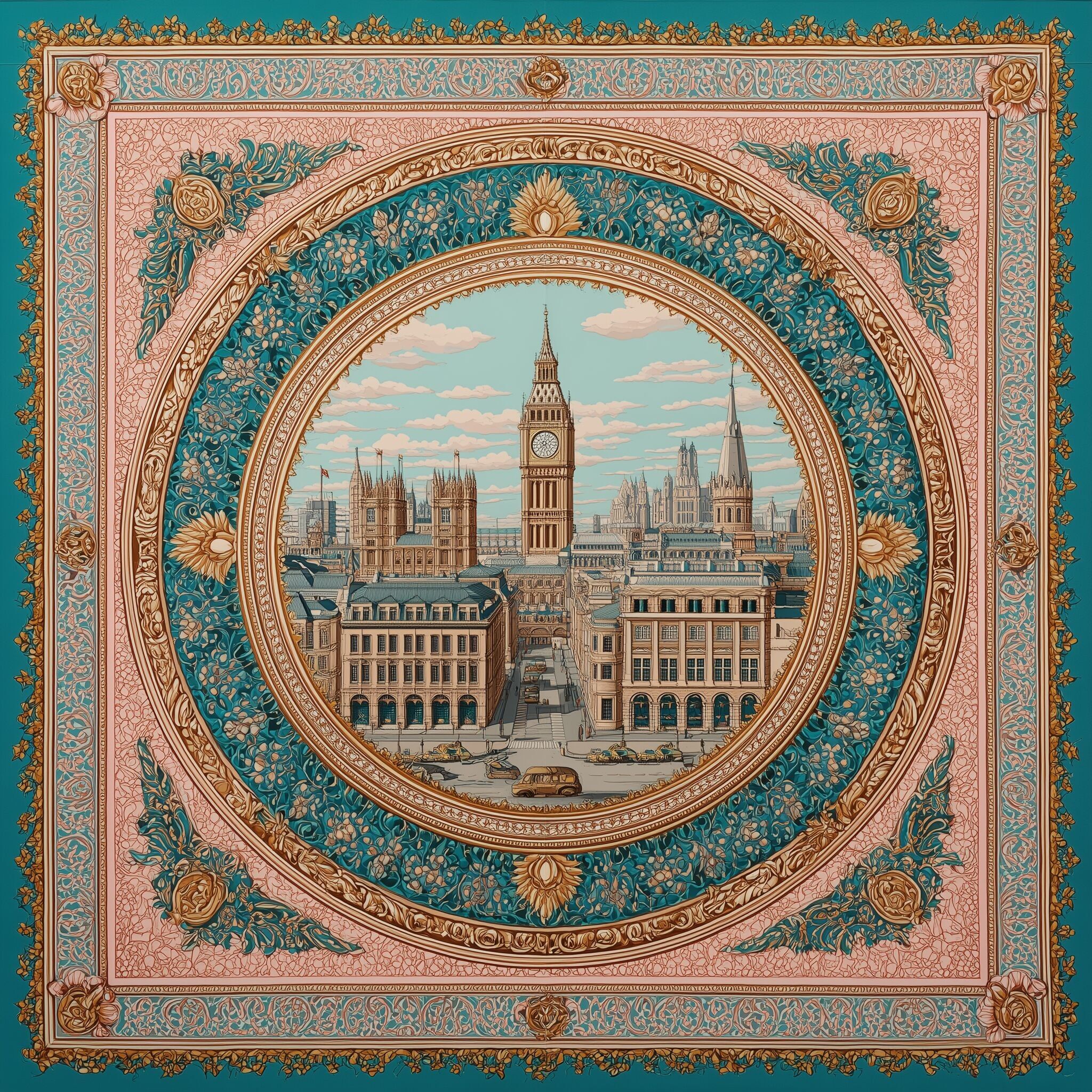 SCIARPA LUNGA DA DONNA IN SETA REGAL LONDON REVERIE