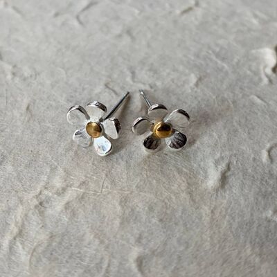 Flower Studs - with gold__Rose Gold Centre