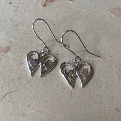 Angel Wings Heart Large Drop Earrings