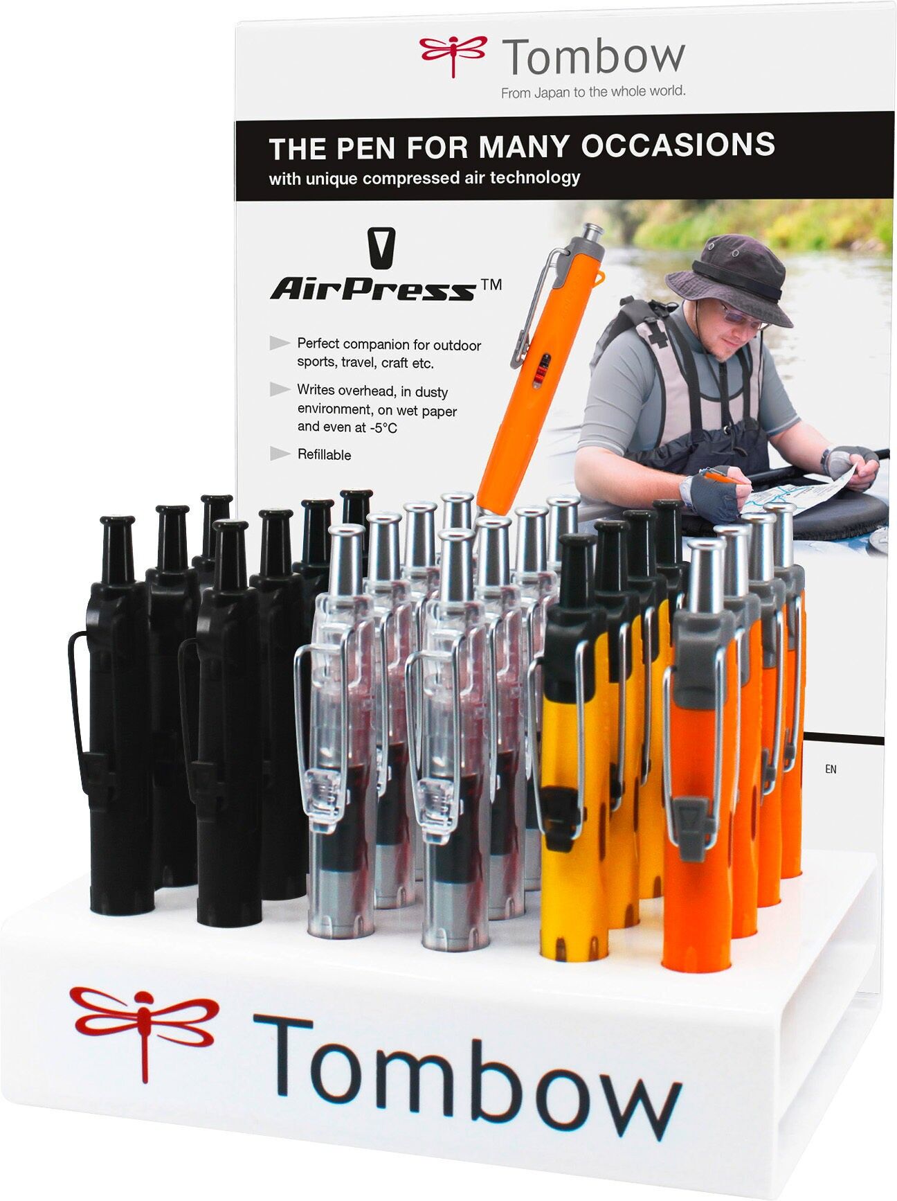Stylo-bille AirPress Pen présentoir, 24 pièces (8x BC-AP12-B, -AP20-B, 4x BC-AP52-B, -AP54-B), dimensions du présentoir (H/L/P) 238 mm x 165 mm x 132 mm