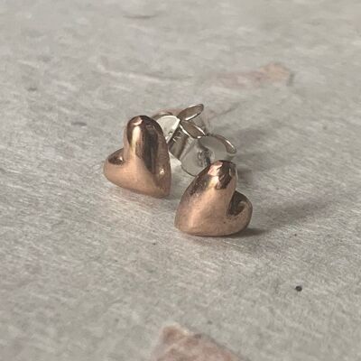 Puffed Heart Studs - three colours__Rose Gold Plated Silver