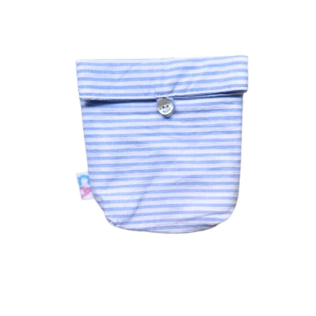 Solid cosmetic soap carrying pouch - Blue striped (upcycled)