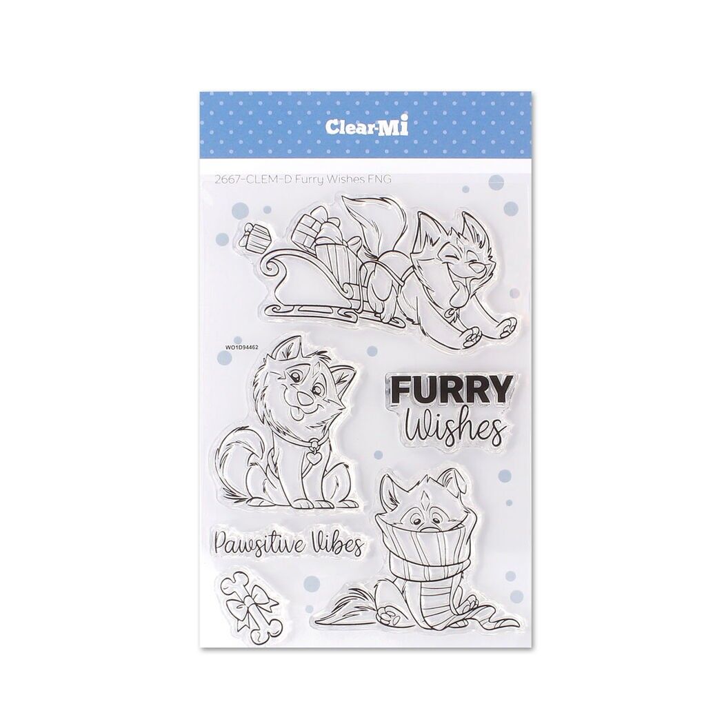 Timbri aus transparentem Polymer Furry Wishes ENG