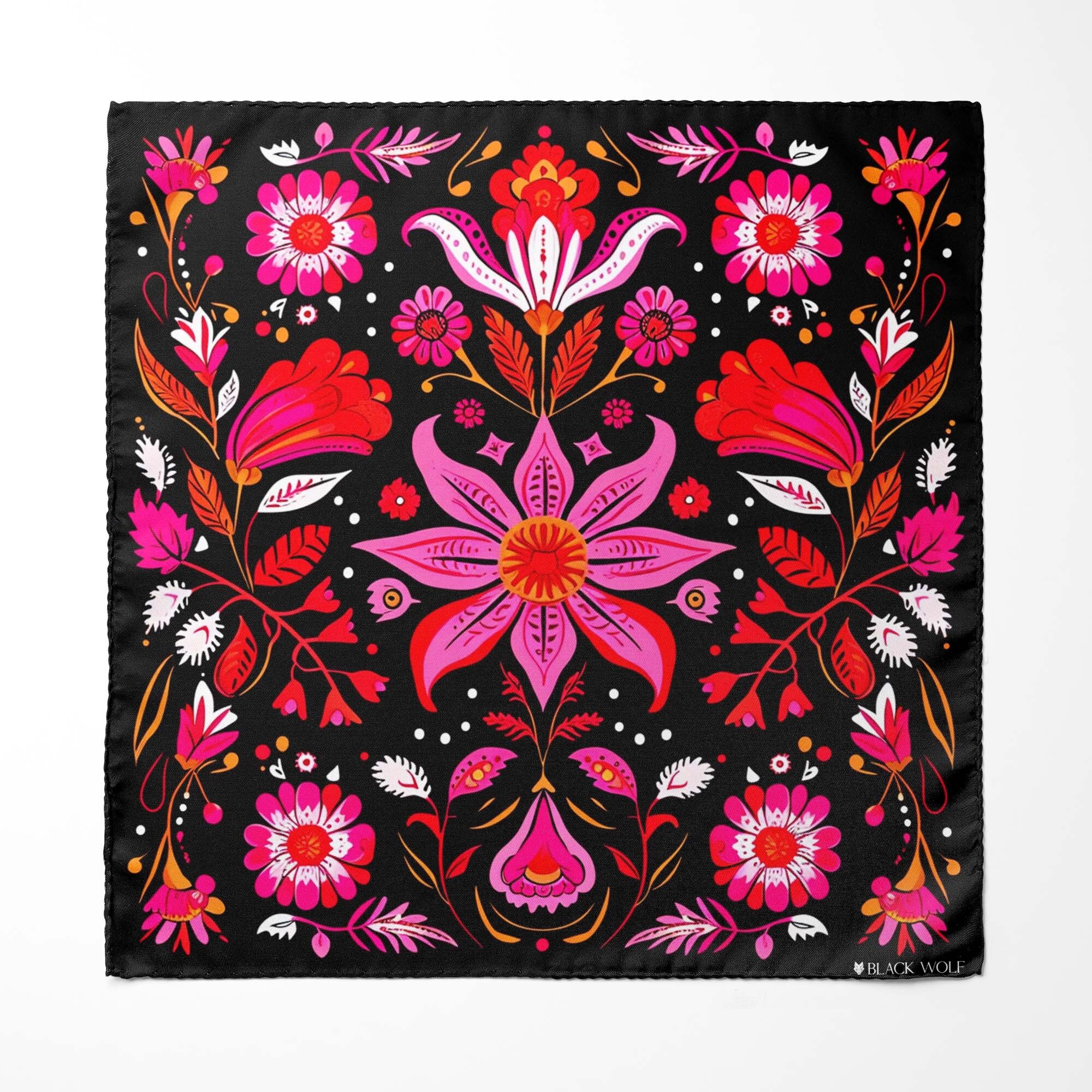 Einstecktuch aus Seide mit mexikanischen Blumen