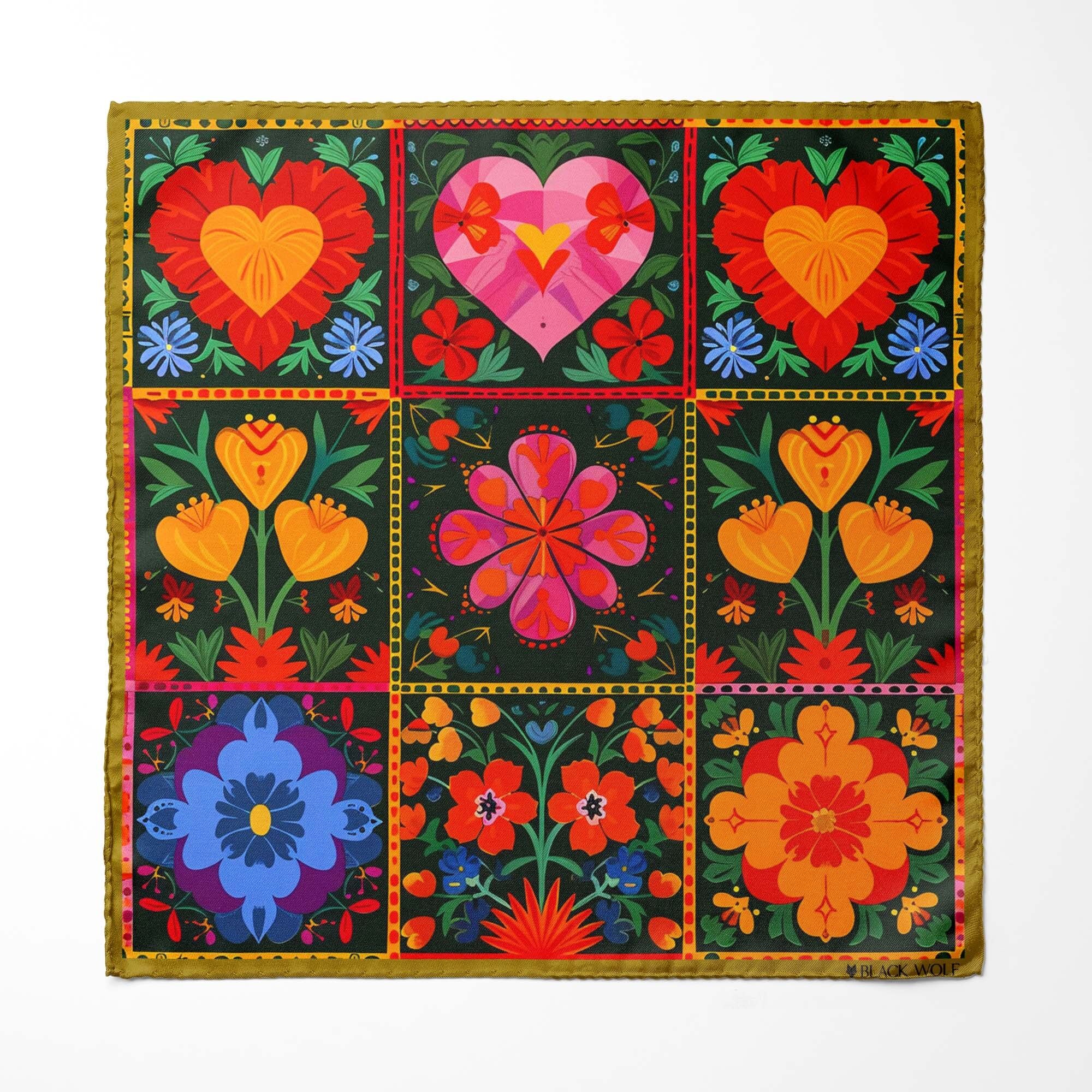 Einstecktuch aus Seide mit Blumenmuster „Spain“