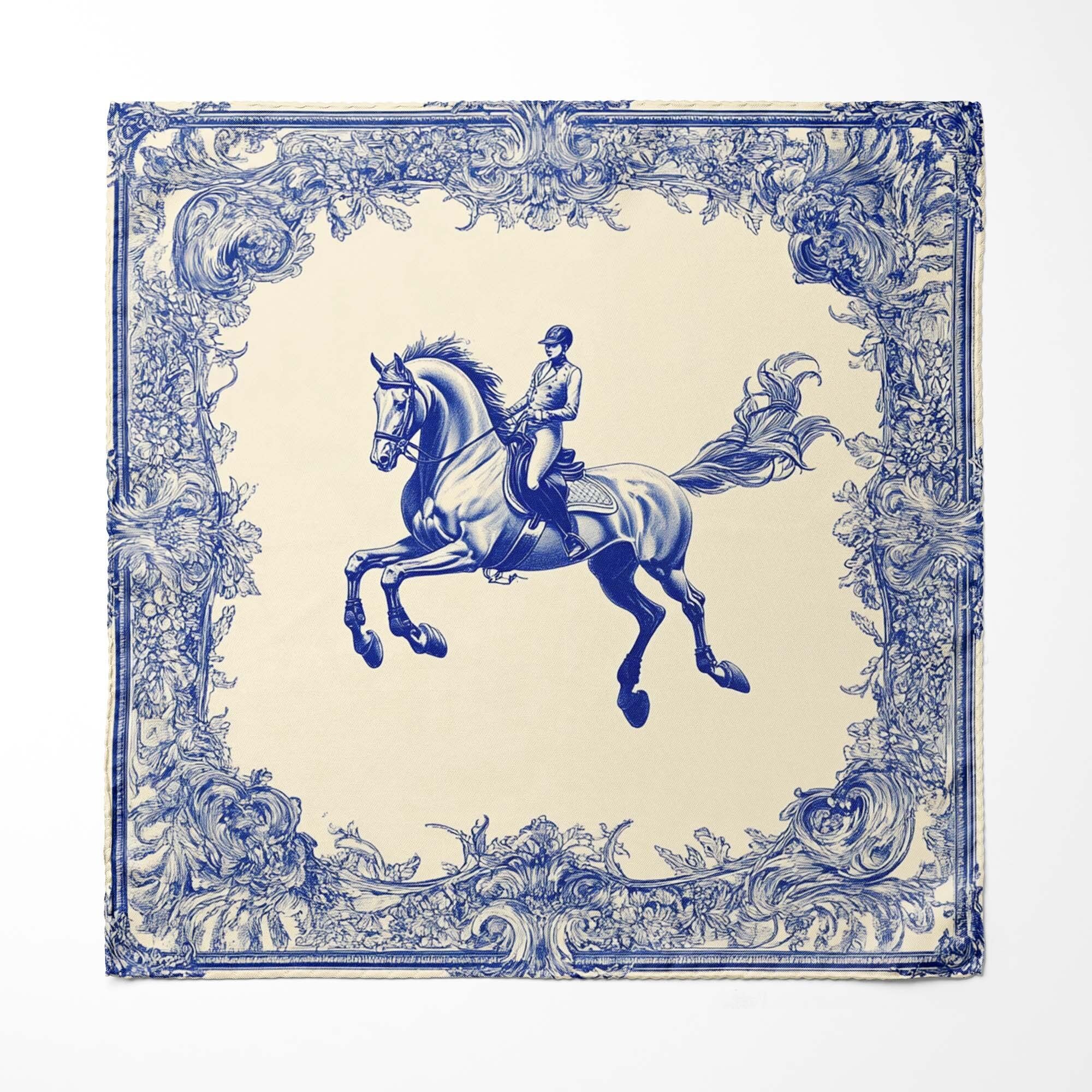 Einstecktuch aus Seide mit abstraktem Pferdemotiv