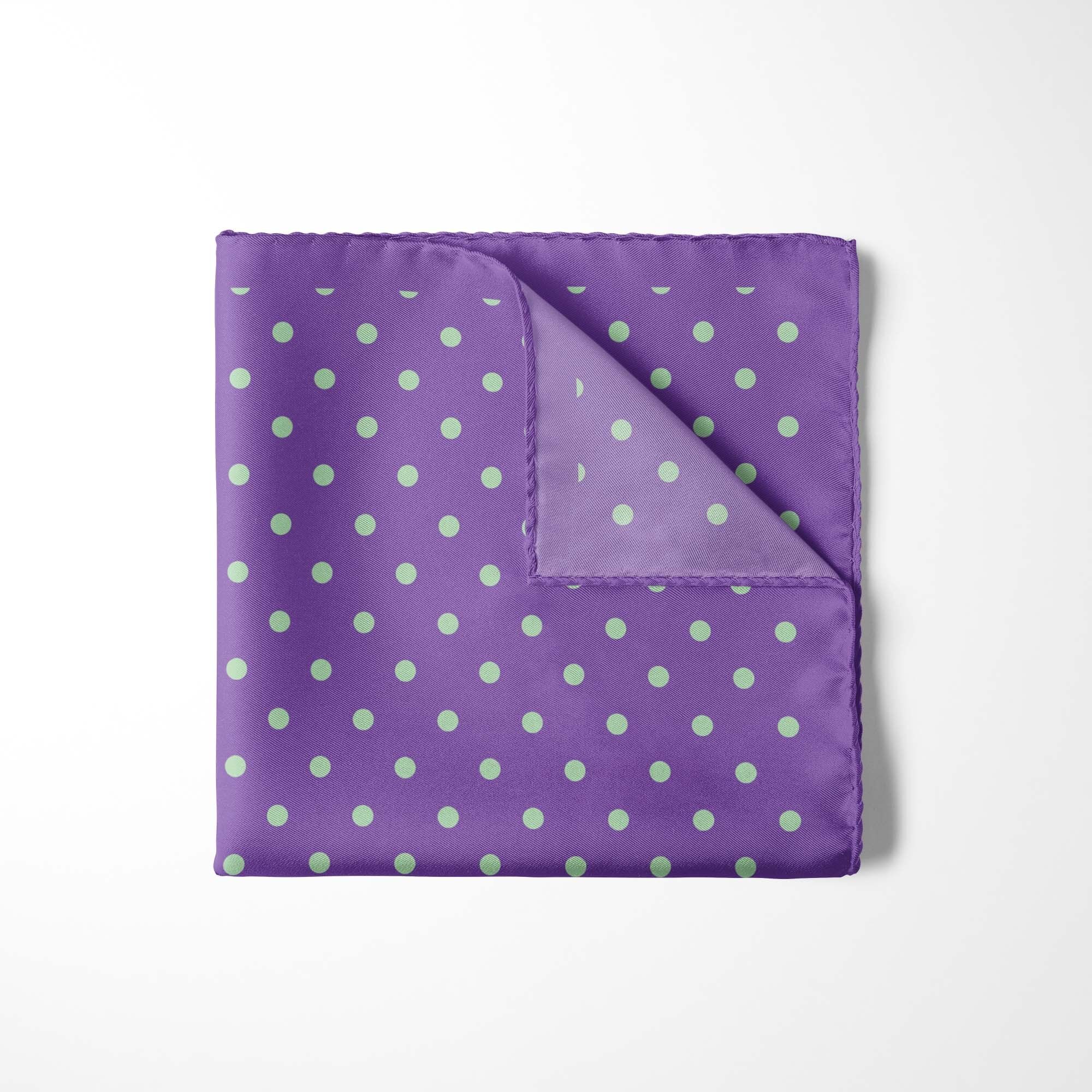 FAZZOLETTO DA TASCHINO IN SETA VIOLA E POIS MENTA