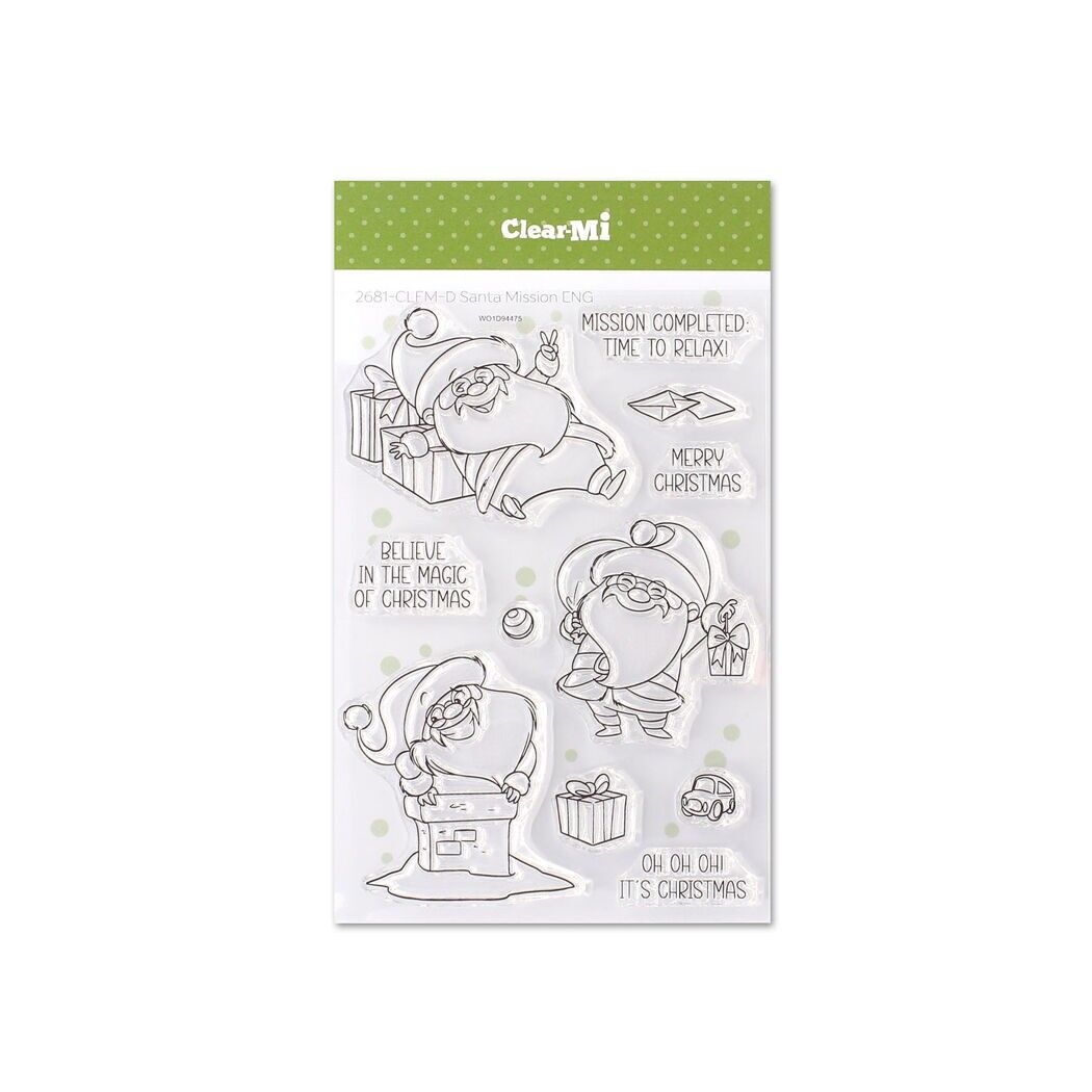 Timbri aus durchsichtigem Polymer Santa Mission ENG