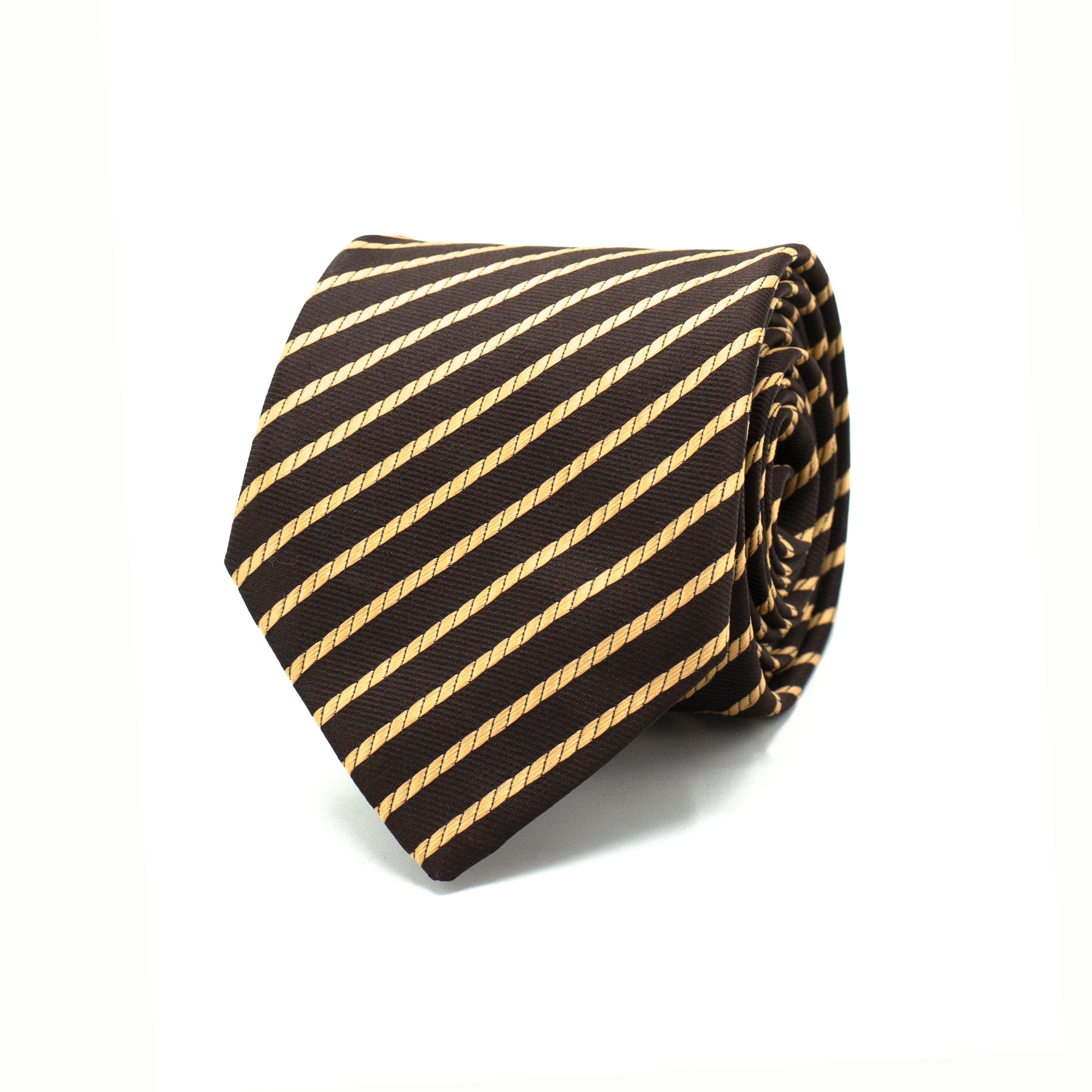 CORBATA CLÁSICA DE RAYAS MARRONES