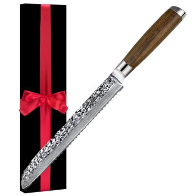 Coltello damascato coltello da pane 20,5 cm confezione regalo in carta