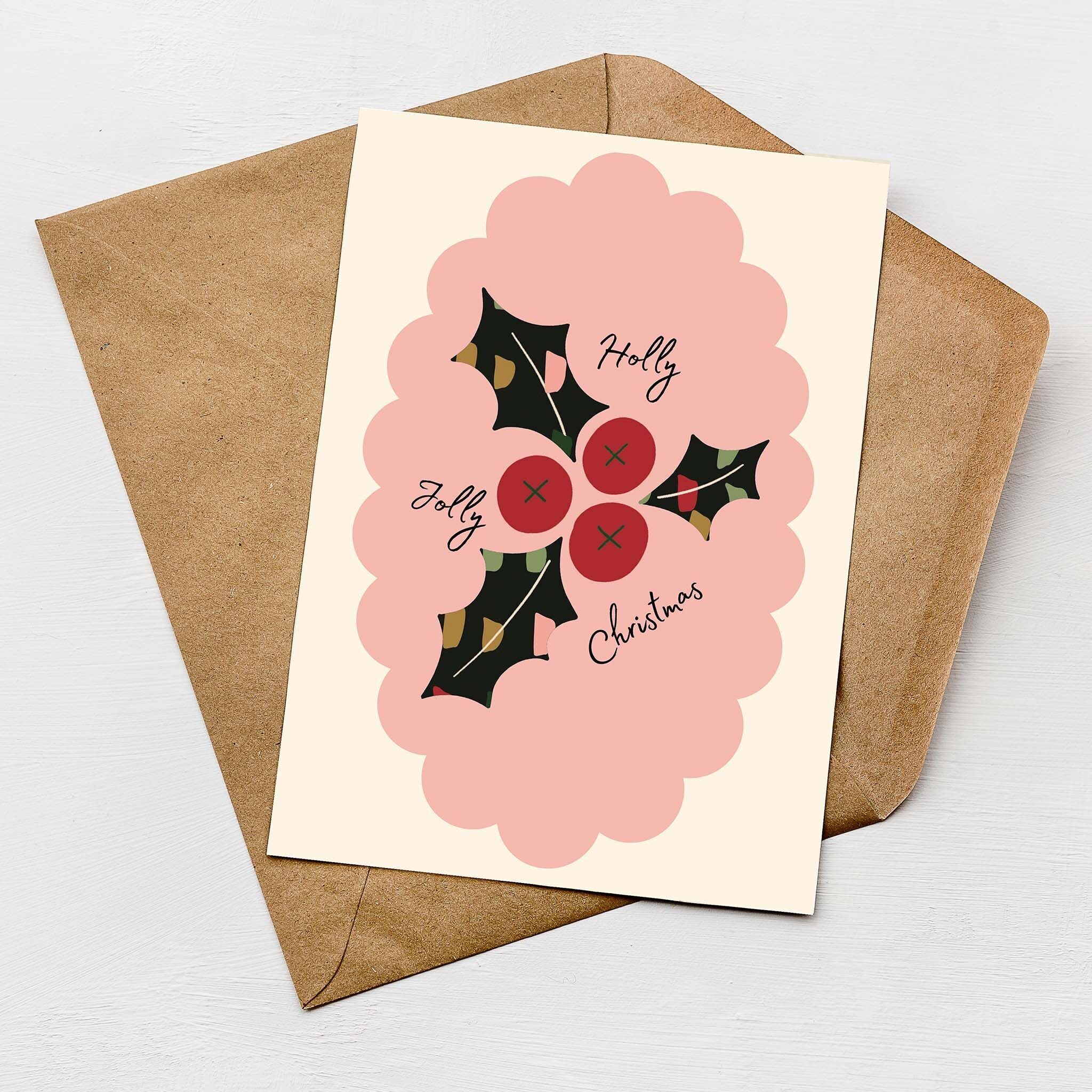 Tarjeta navideña alegre y alegre | Tarjeta de felicitación festiva moderna