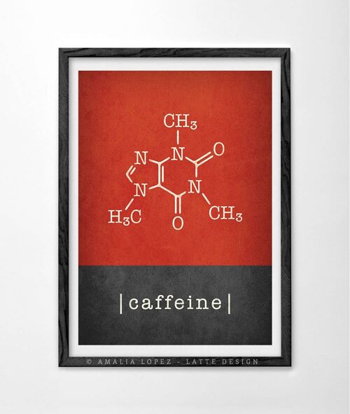 Caffeine molecule Art print. Coffee print__A3 (11.7'' x 16.5’’)