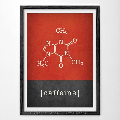 Caffeine molecule Art print. Coffee print__A3 (11.7'' x 16.5’’)