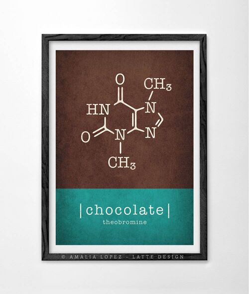 Chocolate molecule Art print. Chocolate print__A3 (11.7'' x 16.5’’)