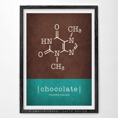 Lámina de la molécula de chocolate. Impresión de chocolate__A3 (11,7 '' x 16,5 '')
