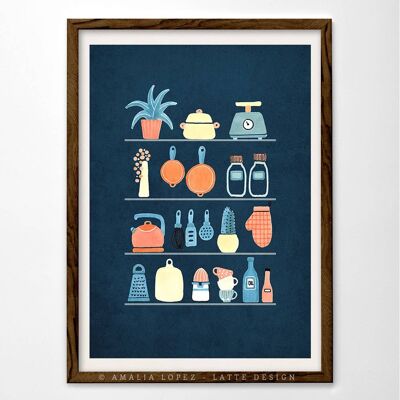 11.7'' x 16.5'' Kitchen shelves Art print