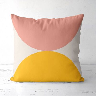 Pink and yellow geometric Throw pillow
