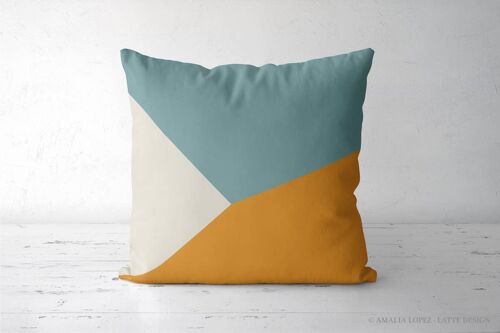 Teal and Orange Geometric Throw pillow