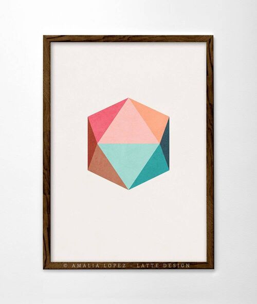 Icosahedron 5 Art Print. Geometric print__A3 (11.7'' x 16.5’’)