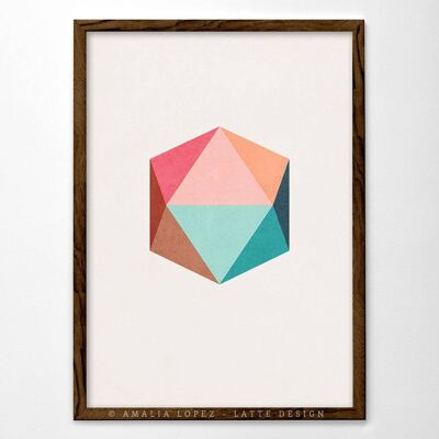 Icosahedron 5 Art Print. Geometric print__A3 (11.7'' x 16.5’’)