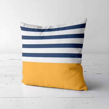 Coussin décoratif nautique jaune et bleu 4