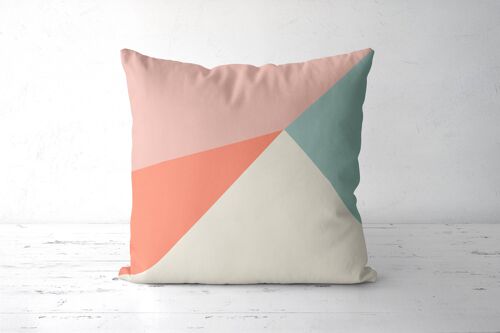 Pink and Coral with Mint Geometric Throw pillow