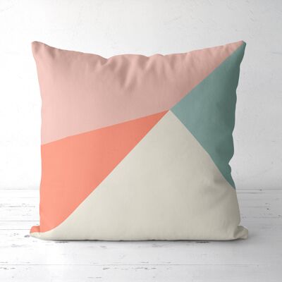 Pink and Coral with Mint Geometric Throw pillow