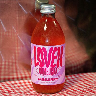 Kombucha LOVEN Jasberry (Himbeer- und Jasmin-Grüntee) – 330 ml