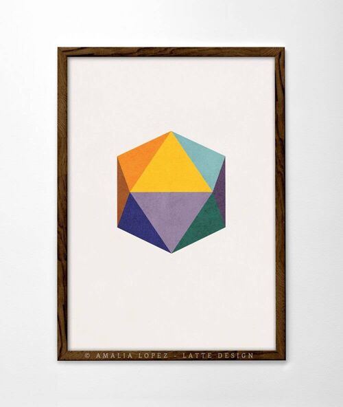 Icosahedron 1 Art Print. Geometric print__A3 (11.7'' x 16.5’’)