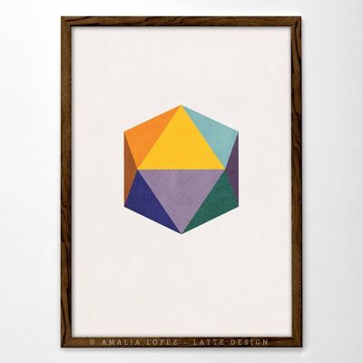 Icosaedro 1 stampa d'arte. Stampa geometrica__A3 (11,7'' x 16,5'')
