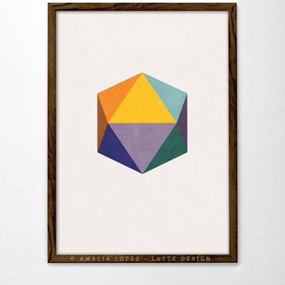 Icosahedron 1 Art Print. Geometric print__A3 (11.7'' x 16.5’’)