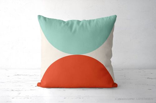 Mint and red geometric Throw pillow