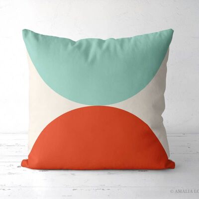 Mint and red geometric Throw pillow