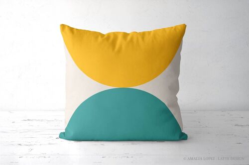 Yellow and teal geometric Throw pillow