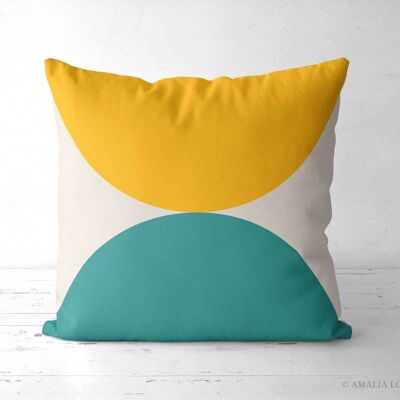 Yellow and teal geometric Throw pillow