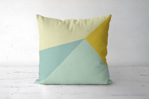 Yellow and mint geometric Throw pillow2
