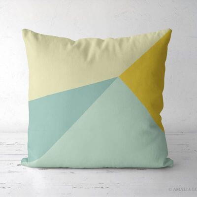 Yellow and mint geometric Throw pillow2