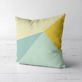 Coussin géométrique jaune et menthe2 4