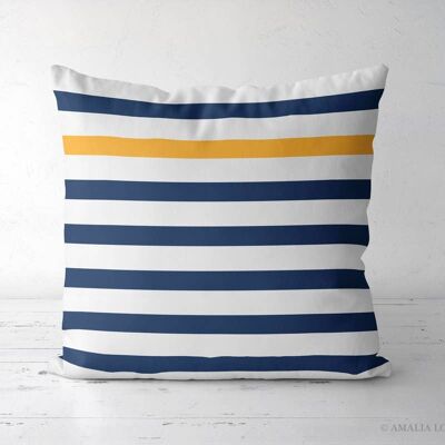 Coussin décoratif marin jaune et bleu2