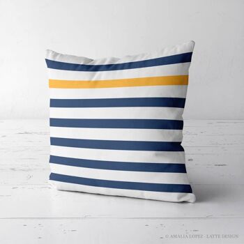 Coussin décoratif marin jaune et bleu2 3