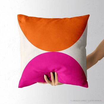 Coussin géométrique orange et rose 3