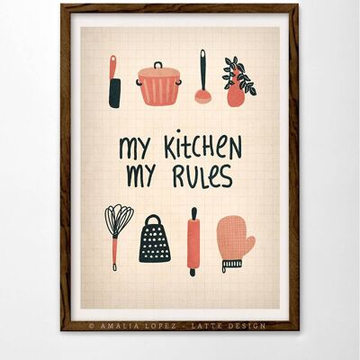 11.7'' x 16.5'' My kitchen my rules Art print